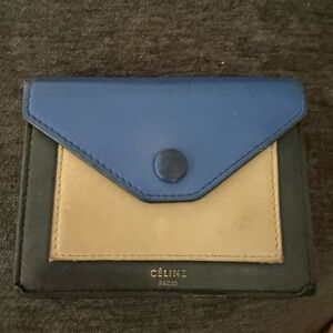 Céline authentic wallet Blue, Beige and Black leather card case